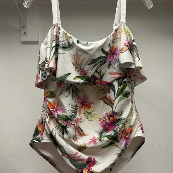 Kona Sol Other - Kona Sol Floral One Piece Swimsuit - Pink and Green